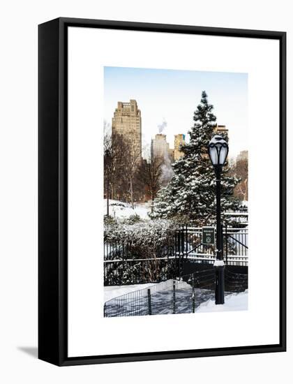 Entrance View to the Wollman Skating Rink of Central Park with a Snow Lamppost-Philippe Hugonnard-Framed Stretched Canvas