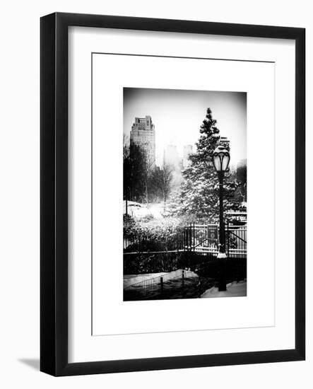 Entrance View to the Wollman Skating Rink of Central Park with a Snow Lamppost-Philippe Hugonnard-Framed Art Print