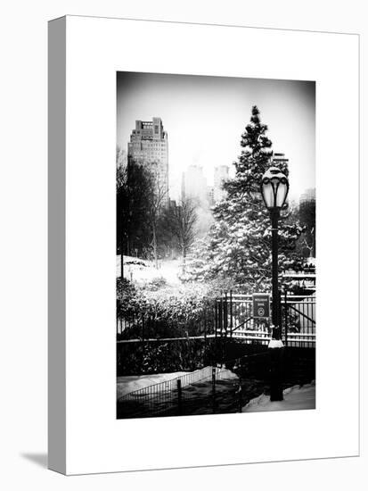 Entrance View to the Wollman Skating Rink of Central Park with a Snow Lamppost-Philippe Hugonnard-Stretched Canvas