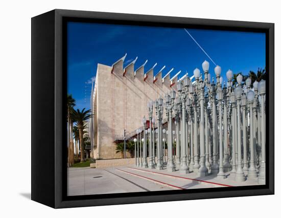 Entrance with Urban Lights Sculptures in an Art Museum, Los Angeles County Museum of Art-null-Framed Stretched Canvas