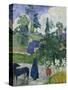 Entre Les Lys, Breton Landscape with Dog and Children, 1889-Paul Gauguin-Stretched Canvas