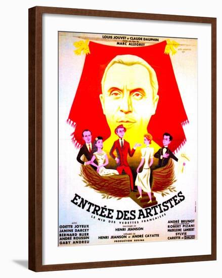 ENTREE DES ARTISTES, (aka THE CURTAIN RISES), French poster art, top: Louis Jouvet, 1938-null-Framed Art Print