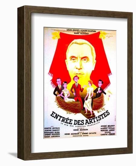 ENTREE DES ARTISTES, (aka THE CURTAIN RISES), French poster art, top: Louis Jouvet, 1938-null-Framed Art Print