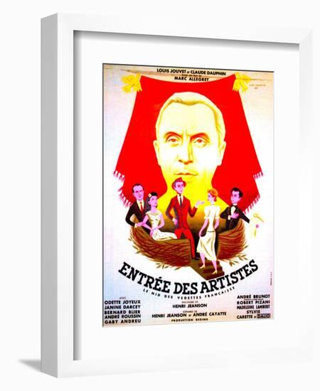 ENTREE DES ARTISTES, (aka THE CURTAIN RISES), French poster art, top: Louis Jouvet, 1938-null-Framed Art Print