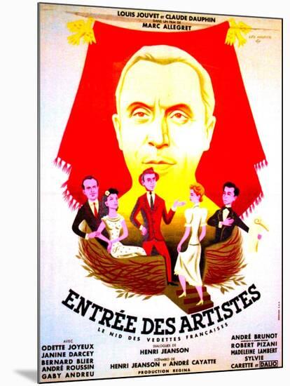 ENTREE DES ARTISTES, (aka THE CURTAIN RISES), French poster art, top: Louis Jouvet, 1938-null-Mounted Art Print