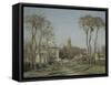 Entrée du village de Voisins-Camille Pissarro-Framed Stretched Canvas