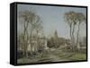 Entrée du village de Voisins-Camille Pissarro-Framed Stretched Canvas