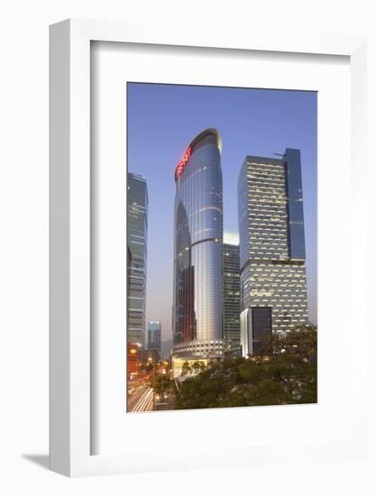 Entreprise Square Three at Dusk, Kowloon Bay, Kowloon, Hong Kong, China, Asia-Ian Trower-Framed Photographic Print