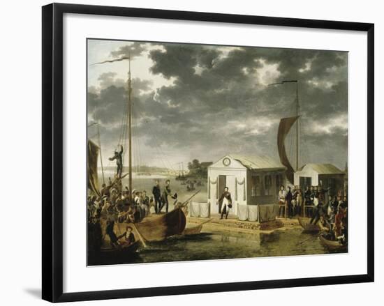 Entrevue de Napoléon Ier et du tsar Alexandre Ier de Russie sur le Niemen le 25 juin 1807-Adolphe Roehn-Framed Giclee Print