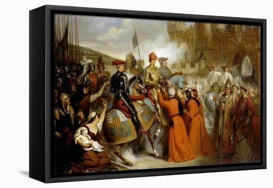 Entry of Charles VII into Rouen, 10 November 1449-Henri Decaisne-Framed Stretched Canvas