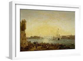 Entry of Dowager Queen Adelaide on Board HMS Hastings into Valetta Harbour-Anton Schranz-Framed Giclee Print