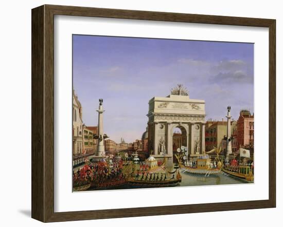 Entry of Napoleon I (1769-1821) into Venice, 1807-Giuseppe Borsato-Framed Giclee Print