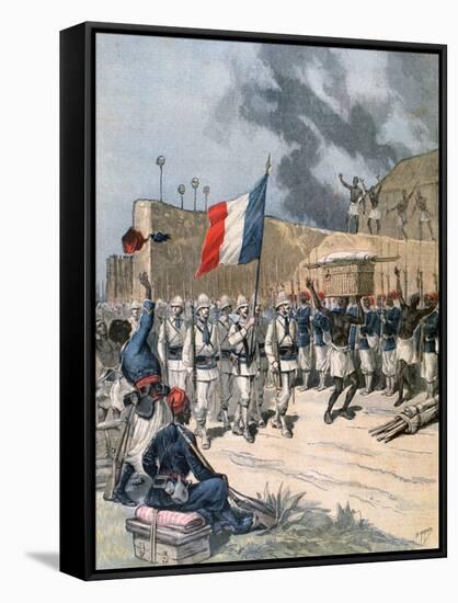 Entry of the French Army into Abomey, Dahomey, Africa, 1892-Henri Meyer-Framed Stretched Canvas