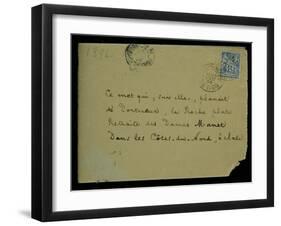 Envelope of a Letter to Berthe Morisot (1841-95) 1894 (Pen and Ink on Paper)-Stephane Mallarme-Framed Giclee Print