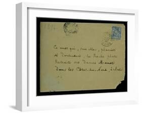 Envelope of a Letter to Berthe Morisot (1841-95) 1894 (Pen and Ink on Paper)-Stephane Mallarme-Framed Giclee Print