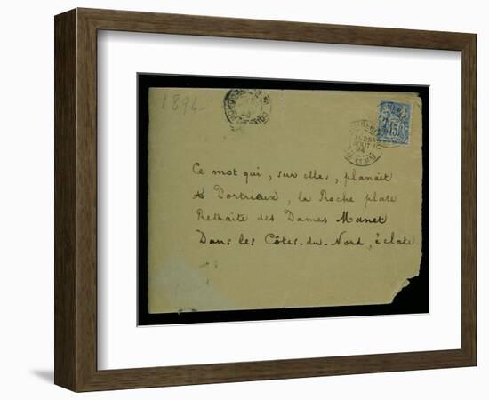 Envelope of a Letter to Berthe Morisot (1841-95) 1894 (Pen and Ink on Paper)-Stephane Mallarme-Framed Giclee Print