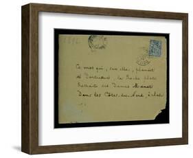 Envelope of a Letter to Berthe Morisot (1841-95) 1894 (Pen and Ink on Paper)-Stephane Mallarme-Framed Giclee Print