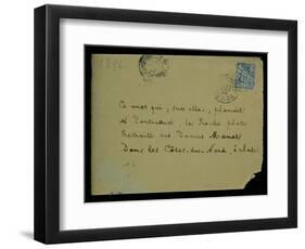 Envelope of a Letter to Berthe Morisot (1841-95) 1894 (Pen and Ink on Paper)-Stephane Mallarme-Framed Giclee Print