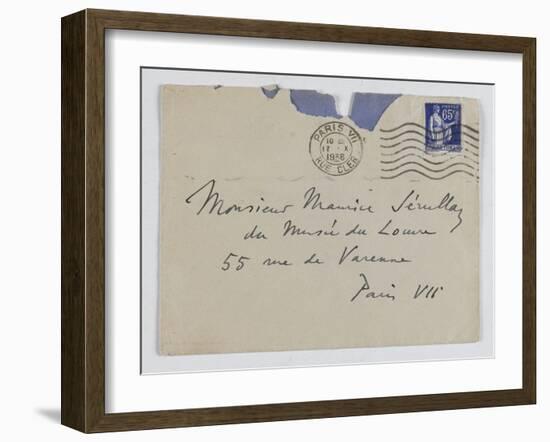 Envelope of Paul's Letter to Maurice Jamot Serullaz-null-Framed Giclee Print