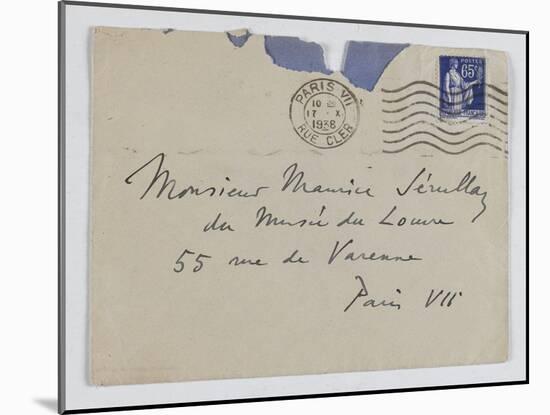 Envelope of Paul's Letter to Maurice Jamot Serullaz-null-Mounted Giclee Print