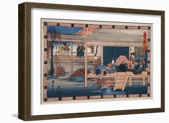 Envoys from Shogun Approach Lady Kaoyo, Enya's Castle, Bringing Sentence of Death to Enya, c.1835-9-Ando or Utagawa Hiroshige-Framed Giclee Print