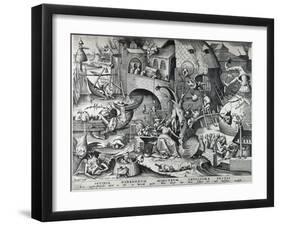 Envy, from the Seven Deadly Sins, Engraved by Peter Van Der Heyden (C.1530-72) 1558-Pieter Bruegel the Elder-Framed Giclee Print