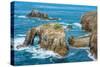 Enys Dodnan and the Armed Knight rock formations at Lands End, England-Andrew Michael-Stretched Canvas