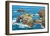 Enys Dodnan and the Armed Knight rock formations at Lands End, England-Andrew Michael-Framed Photographic Print