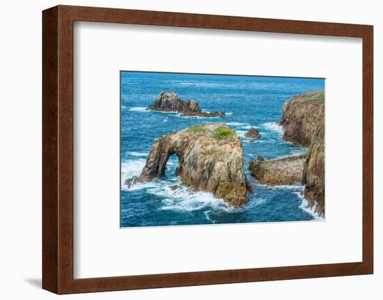 Enys Dodnan and the Armed Knight rock formations at Lands End, England-Andrew Michael-Framed Photographic Print