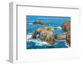 Enys Dodnan and the Armed Knight rock formations at Lands End, England-Andrew Michael-Framed Photographic Print