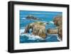 Enys Dodnan and the Armed Knight rock formations at Lands End, England-Andrew Michael-Framed Photographic Print