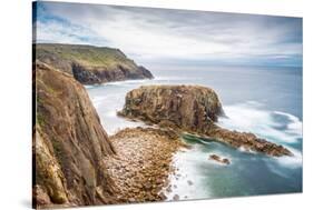 Enys Dodnan rock formation at Lands End, England-Andrew Michael-Stretched Canvas