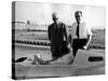 Enzo Ferrari, Carlo Chiti and Martino Severi Testing a New Racing Car-null-Stretched Canvas