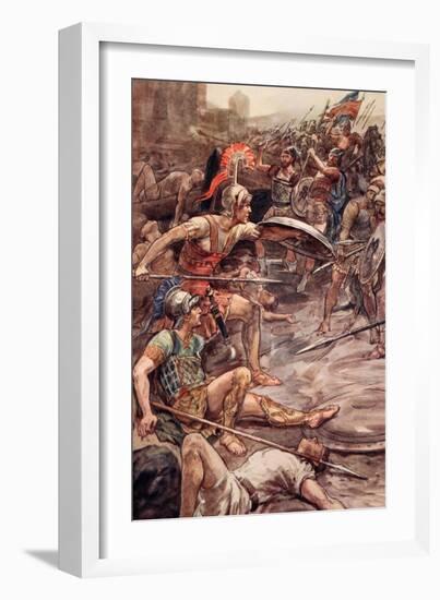 Epaminondas Defending Pelopidas, Illustration from 'Plutarch's Lives for Boys and Girls'-William Rainey-Framed Giclee Print