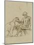 Ephèbe assis donnant à boire dans une coupe à une lionne ou Bacchus,étude pour les fresques de-Eugene Delacroix-Mounted Giclee Print