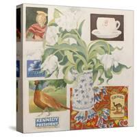 Ephemera, including coffee cup, cigarette packs; postcard and tulips-Jennifer Abbott-Stretched Canvas