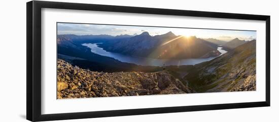 Epic panorama view of Spray Lakes at sunset from mountain peak, Alberta, Canada, North America-Tyler Lillico-Framed Photographic Print