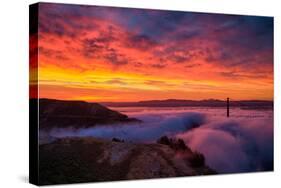 Epic Sunrise and Low Fog at Golden Bridge, San Francisco-Vincent James-Stretched Canvas