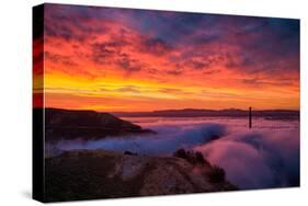 Epic Sunrise and Low Fog at Golden Bridge, San Francisco-Vincent James-Stretched Canvas