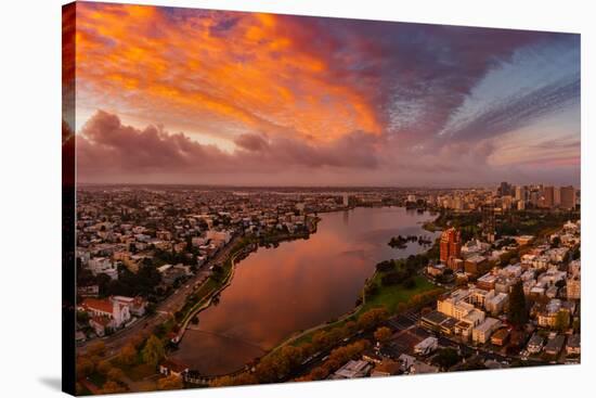 Epic Wide Lake Merritt, Oakland in Autumn, Sky Fire and Fall Color-Vincent James-Stretched Canvas