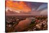 Epic Wide Lake Merritt, Oakland in Autumn, Sky Fire and Fall Color-Vincent James-Stretched Canvas