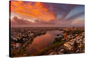 Epic Wide Lake Merritt, Oakland in Autumn, Sky Fire and Fall Color-Vincent James-Stretched Canvas