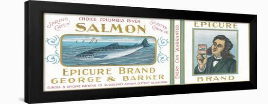 Epicure Salmon Can Label - Astoria, OR-Lantern Press-Framed Art Print