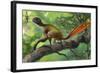 Epidexipteryx Perched on a Branch Ready to Eat a Nearby Spider-null-Framed Premium Giclee Print