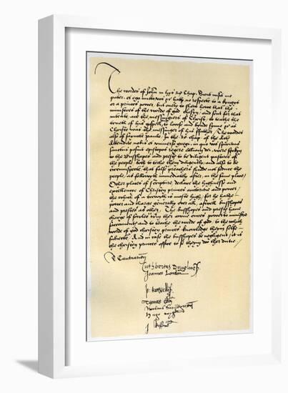 Episcopal Declaration of Archbishop Crammer and Seven Other English Bishops, C1537-Thomas Cranmer-Framed Giclee Print