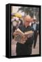 Episcopalian Priest Reading a Newspaper While Walking in Street, New York City-Vernon Merritt III-Framed Stretched Canvas