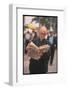 Episcopalian Priest Reading a Newspaper While Walking in Street, New York City-Vernon Merritt III-Framed Photographic Print