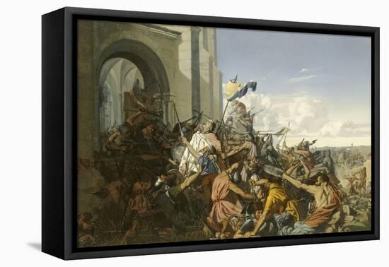 Episode des invasions Normandes en 886 - Mort de Robert le Fort, comte d'Anjou et de Paris, tué-Henri Lehmann-Framed Stretched Canvas