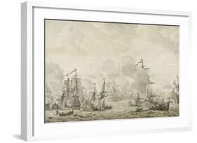 Episode from the Battle Between the Dutch and Swedish Fleets in the Sound-Willem van de Velde-Framed Art Print