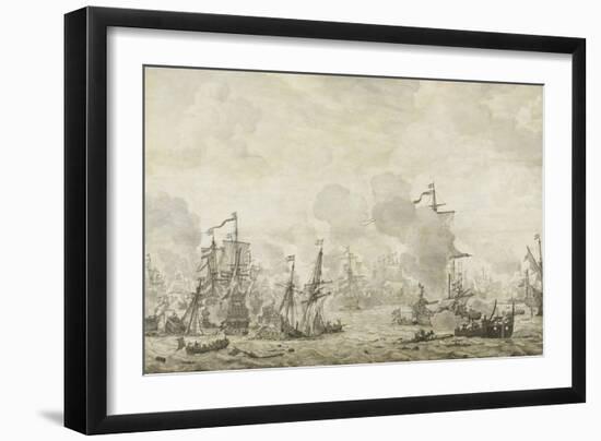 Episode from the Battle Between the Dutch and Swedish Fleets in the Sound-Willem van de Velde-Framed Art Print